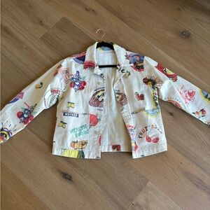 MOTHER Vintage Print Jacket with Red and Green Accents